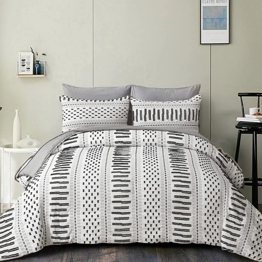 Boho Duvet Set King 3 Piece Black & White Duvet, 2 Pillowcases 104''x90'' - Picture 1 of 5